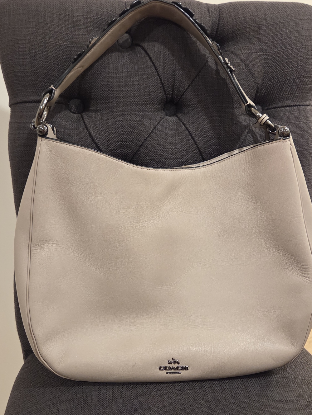 Coach Mae Hobo 55543 Tea Rose Floral Grey Birch Leather Shoulder Bag 1941 Rare